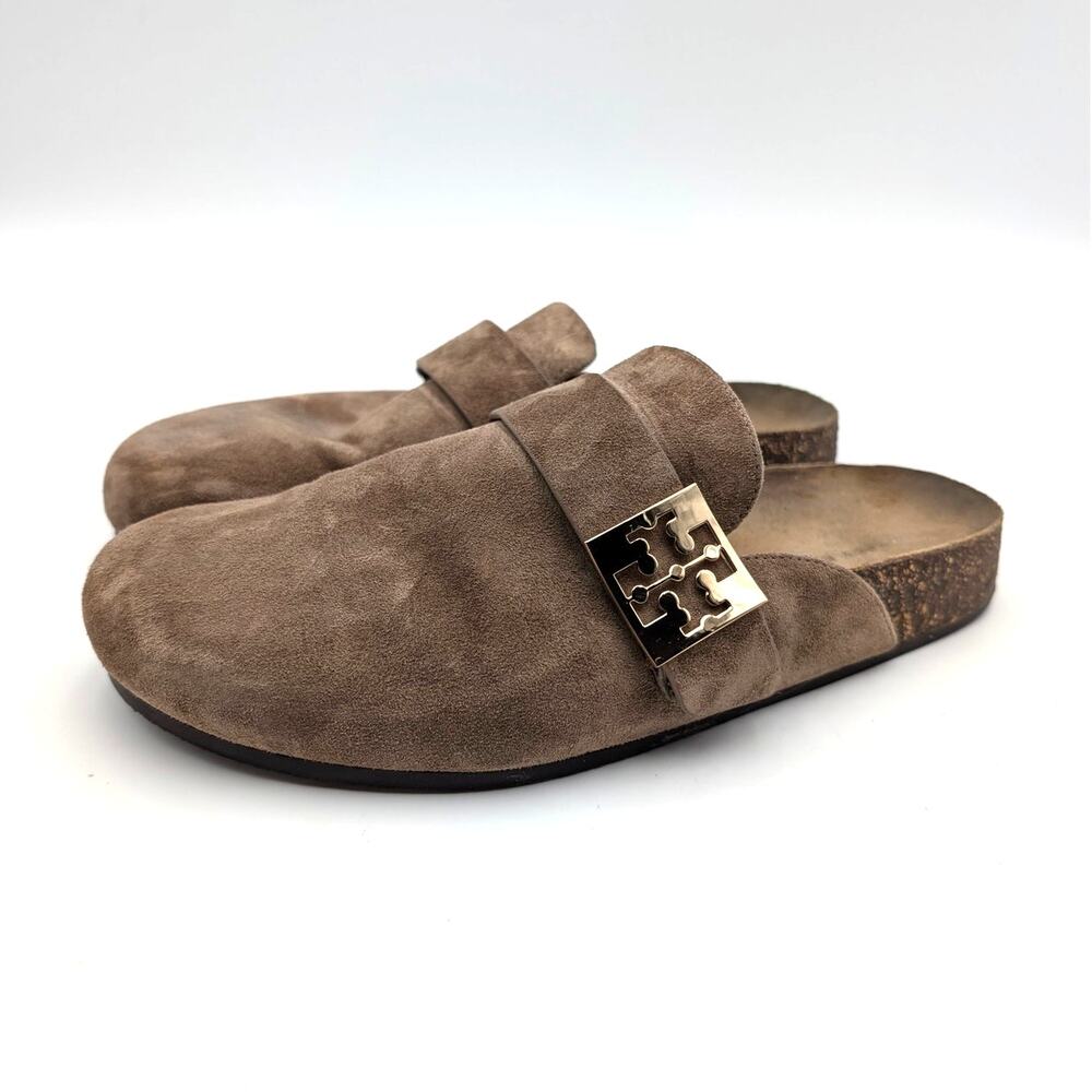 Tory Burch Mellow Stud Mule Shoes Women's River Rock/Gold Size US8.5M EU38.5